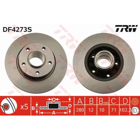 Tarcze hamulcowe tył TRW DF4273S